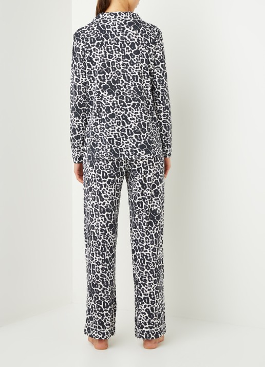 Pretty You Bamboo pyjamaset met contrasterende bies - achterkant 3 donkergrijs