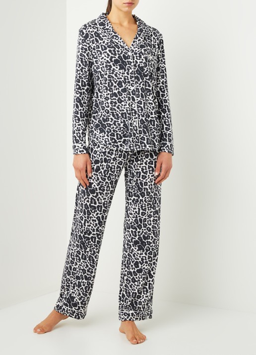 Pretty You Bamboo pyjamaset met contrasterende bies - voorkant 5 donkergrijs