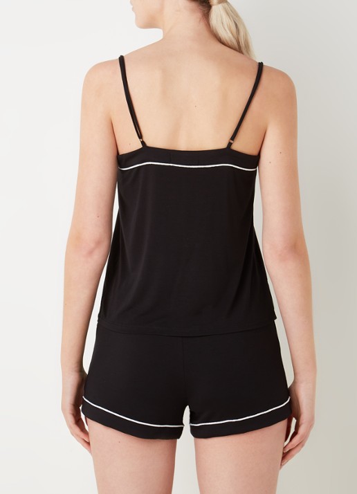 Pretty You Bamboo pyjamaset met contrasterende bies - achterkant 3 zwart