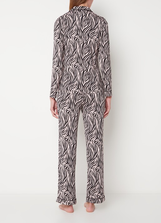Pretty You Bamboo pyjamaset met contrasterende bies - achterkant 2 roze