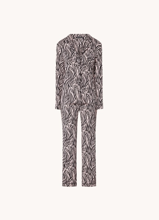 Pretty You Bamboo pyjamaset met contrasterende bies - voorkant 3 roze