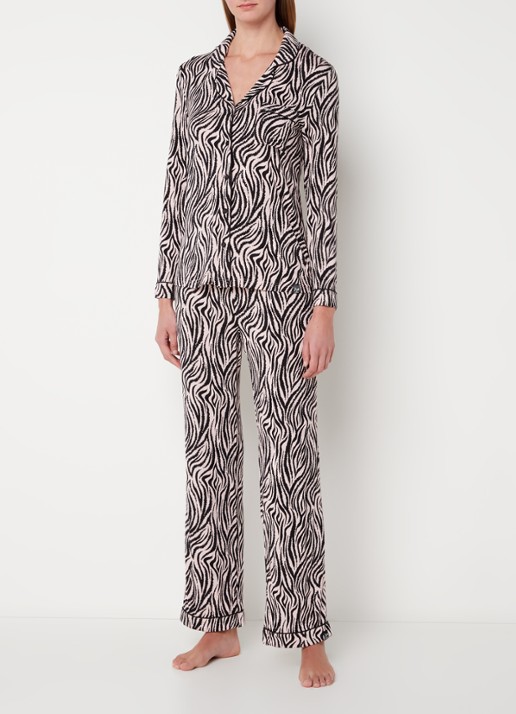 Pretty You Bamboo pyjamaset met contrasterende bies - voorkant 4 roze