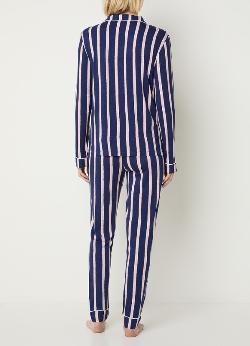 Pretty You Bamboo pyjamaset met contrasterende bies - achterkant 3 donkerblauw