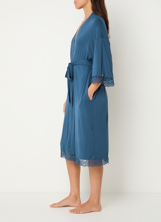 Pretty You Kimono met kant - voorkant 4 petrol