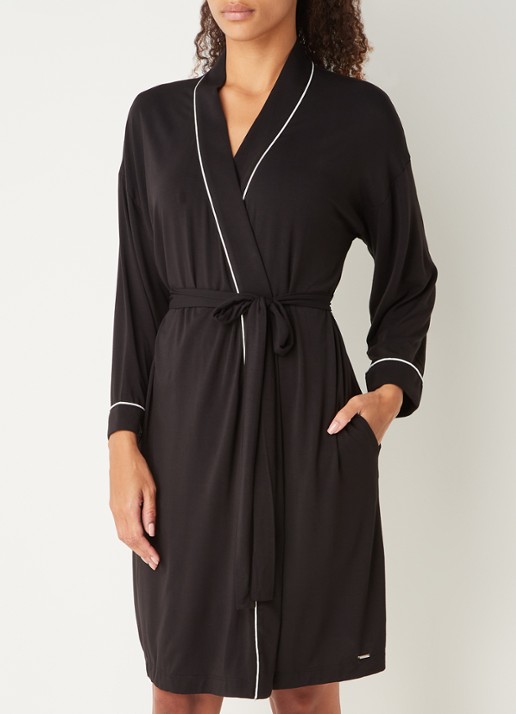 Pretty You Kimono met strikceintuur - voorkant 2 zwart