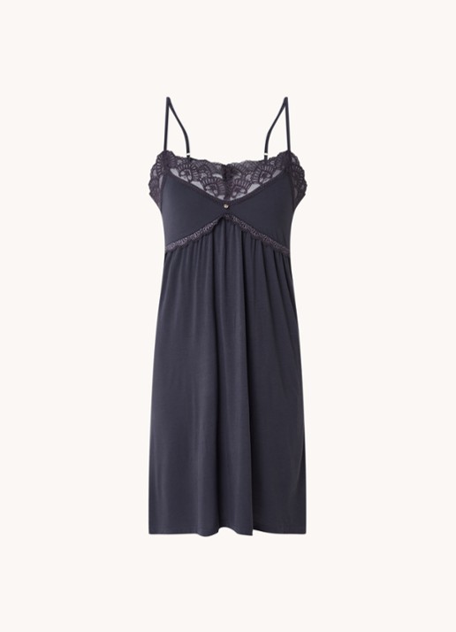 Pretty You Slipdress met kant - voorkant antraciet