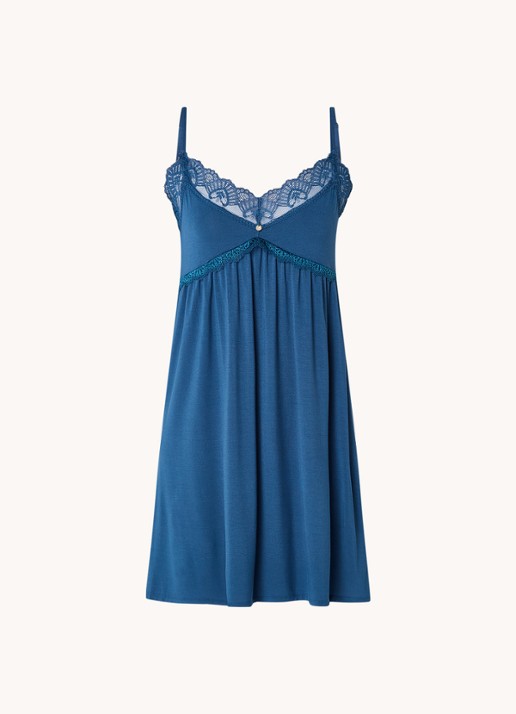 Pretty You Slipdress met kant - voorkant 2 petrol