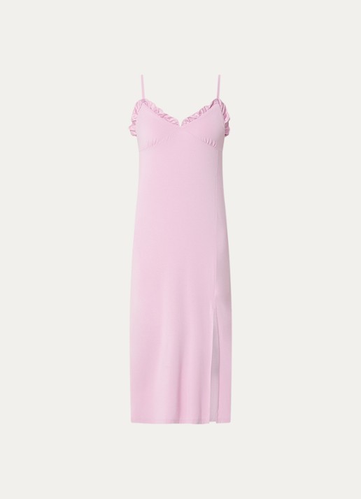 Pretty You Slipdress met split - voorkant roze