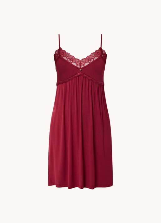 Pretty You Slipdress van bamboe met kant - voorkant 3 bordeauxrood