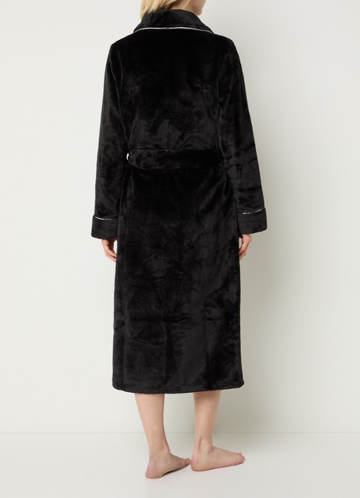 Pretty You Velour badjas met opgestikte zakken - achterkant zwart