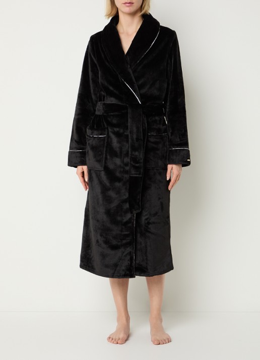 Pretty You Velour badjas met opgestikte zakken - detail 4 zwart