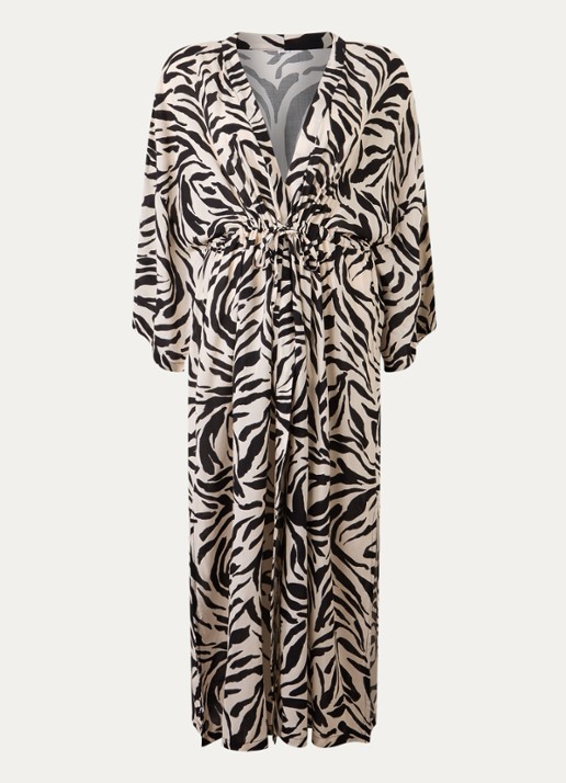 PrimaDonna Dalice maxi strandjurk met zebraprint en strikceintuur - voorkant wit