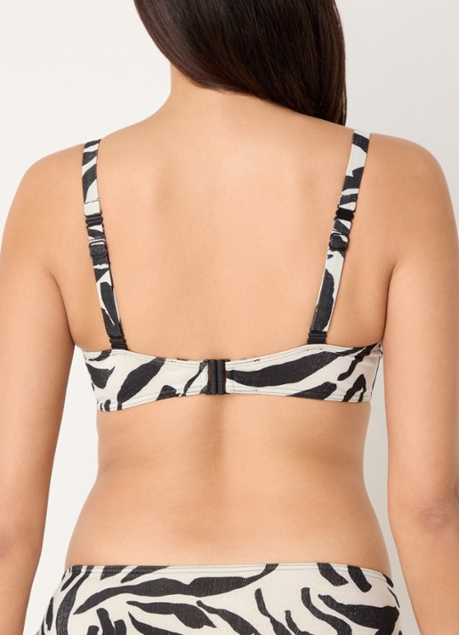 PrimaDonna Dalice voorgevormde bikinitop met zebraprint en lurex - achterkant 3 gebroken wit