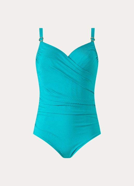 PrimaDonna Delray badpak met structuur en beugel - voorkant turquoise