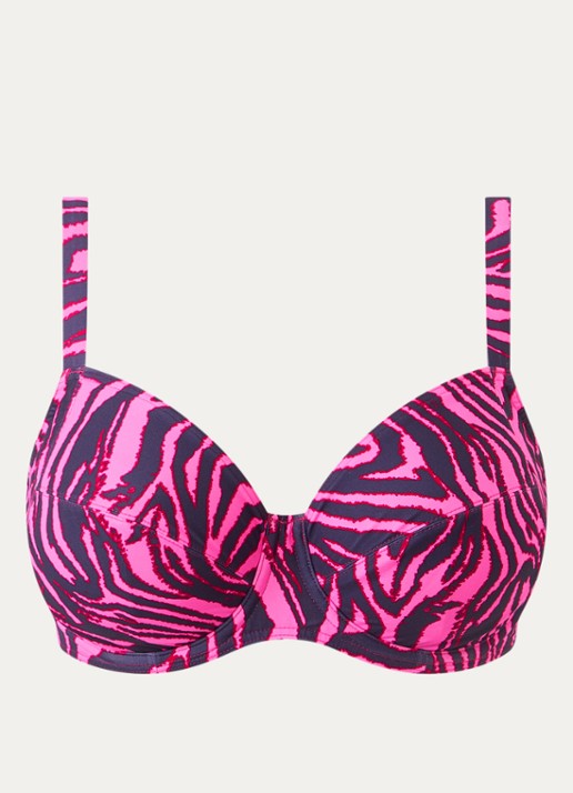 PrimaDonna Malabo bikinitop met beugel en zebraprint - voorkant roze