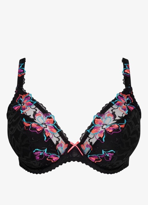 PrimaDonna Miyara voorgevormde beugel bh met bloemborduring - voorkant 4 zwart
