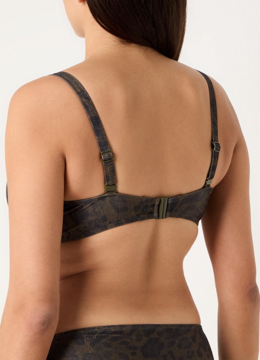 PrimaDonna Ratjada voorgevormde bikinitop met panterprint en lurex - achterkant 6 bronsgroen