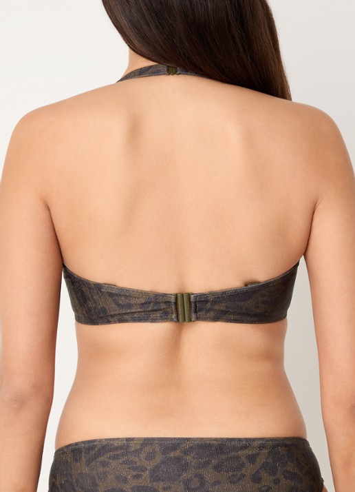 PrimaDonna Ratjada voorgevormde bikinitop met panterprint en lurex - detail 2 bronsgroen