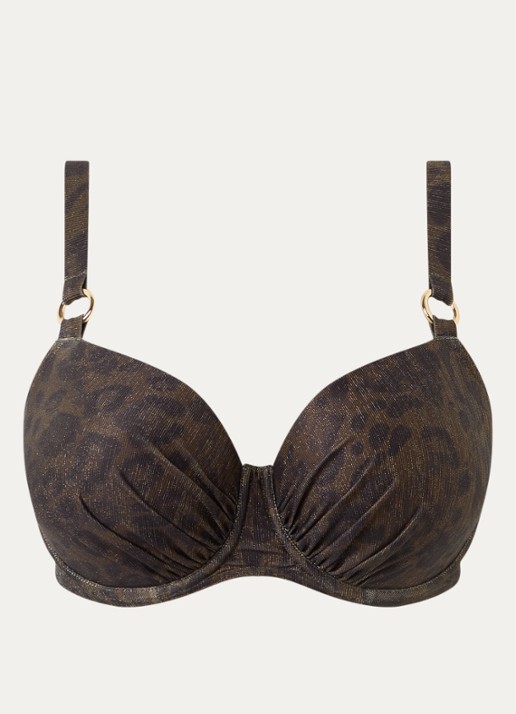 PrimaDonna Ratjada voorgevormde bikinitop met panterprint en lurex - voorkant 4 bronsgroen