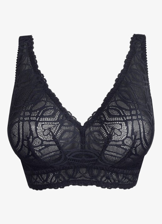 PrimaDonna Salerno bralette van kant - voorkant donkerblauw