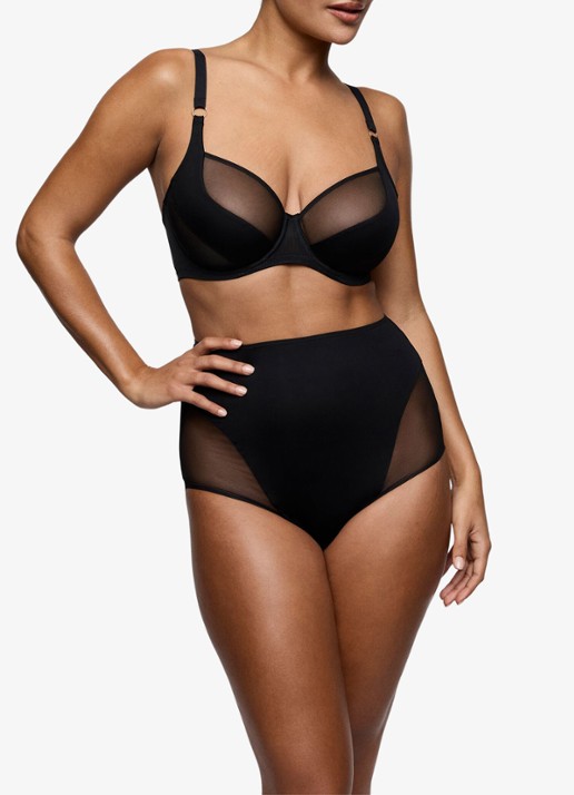 PrimaDonna Sheary high waisted slip met mesh - voorkant 5 zwart