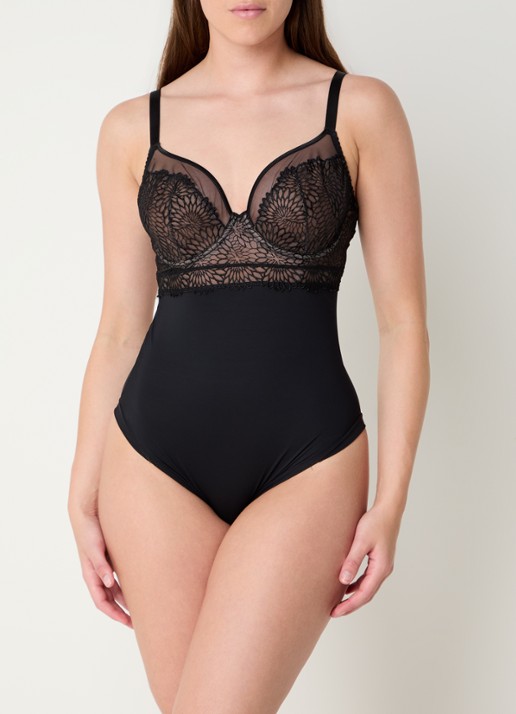 PrimaDonna Sophora body met kant - voorkant 2 zwart