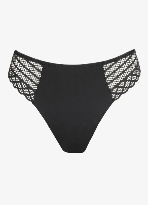 PrimaDonna Twist Side string met kant - voorkant 4 zwart