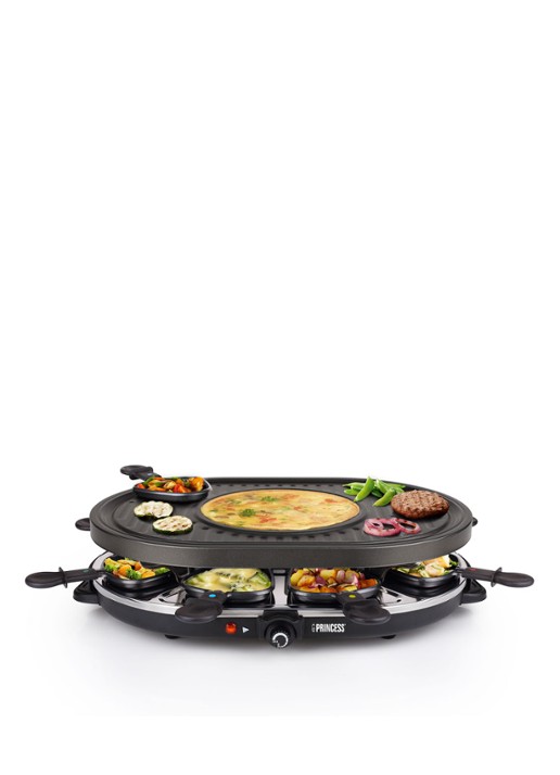 Princess Raclette 8 Oval Grill Party gourmetstel 162700 - voorkant 2 zwart