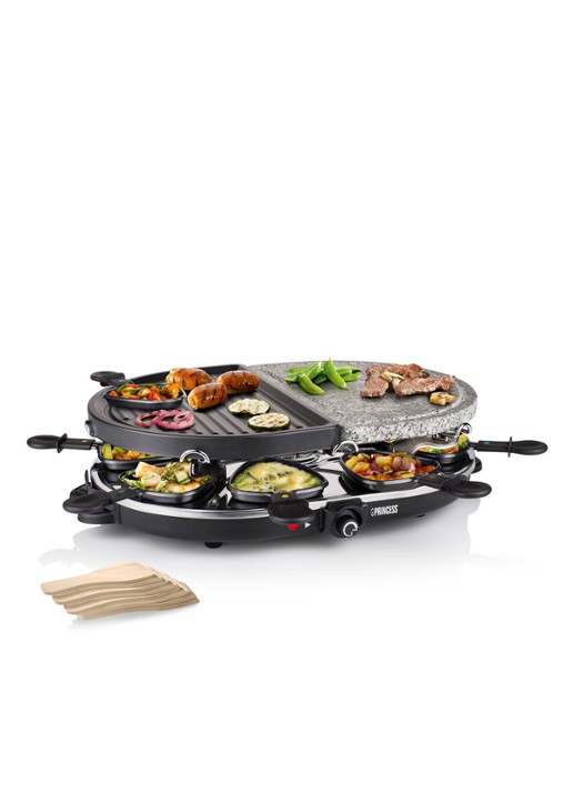 Princess Raclette 8 Oval Stone & Grill Party gourmetstel 162710 - detail 5 zwart