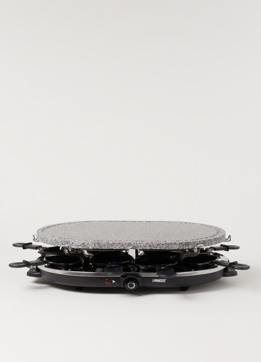 Princess Raclette 8 Oval Stone Grill Party gourmetstel 162720 - voorkant 2 zwart