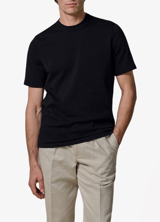 Profuomo Aero ease T-shirt met stretch - detail donkerblauw