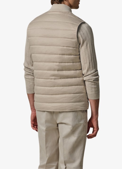 Profuomo Bodywarmer in linnenblend met steekzakken - achterkant beige