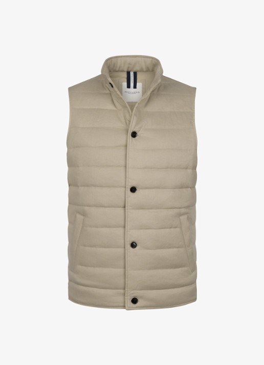 Profuomo Bodywarmer in linnenblend met steekzakken - voorkant 4 beige