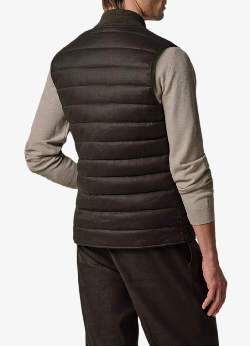 Profuomo Bodywarmer in linnenblend met steekzakken - achterkant donkerbruin