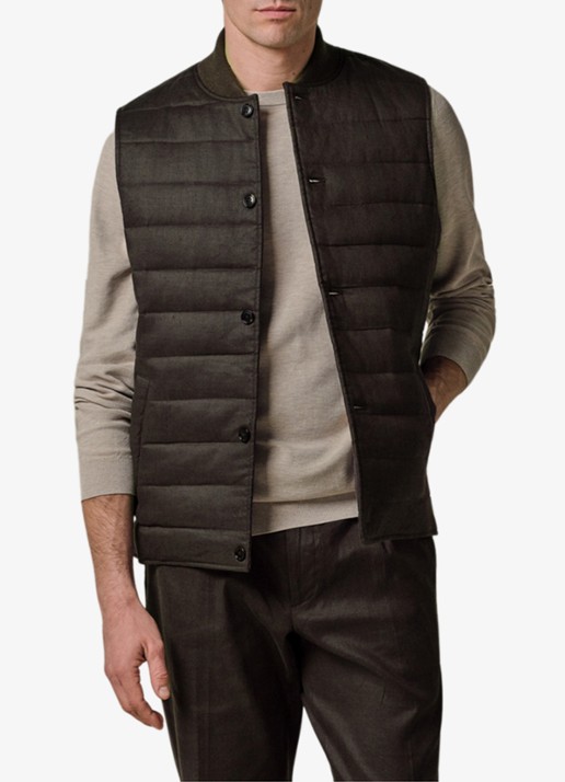 Profuomo Bodywarmer in linnenblend met steekzakken
