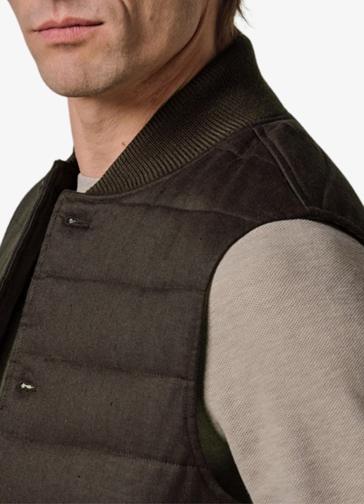 Profuomo Bodywarmer in linnenblend met steekzakken - detail 3 donkerbruin