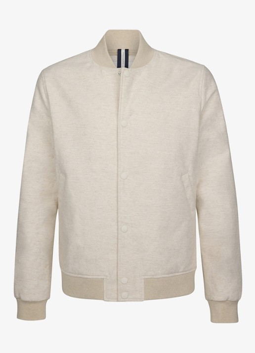 Profuomo Bomber van katoen linnen - detail 3 gebroken wit