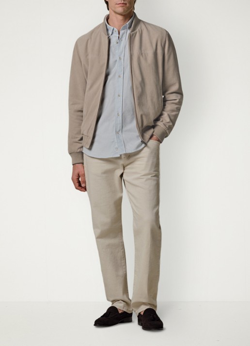 Profuomo Bomber van suede - voorkant 2 beige