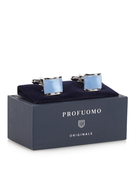 Profuomo Catseye manchetknopen - detail 2 staalblauw