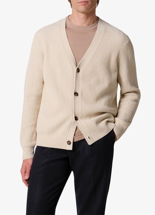 Profuomo Chenille ribgebreid vest in wolblend