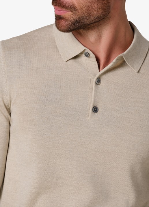 Profuomo Fijmngebreide trui van wol met polokraag - detail 3 donkerblauw