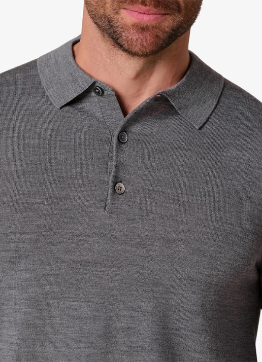 Profuomo Fijmngebreide trui van wol met polokraag - detail 5 grijs