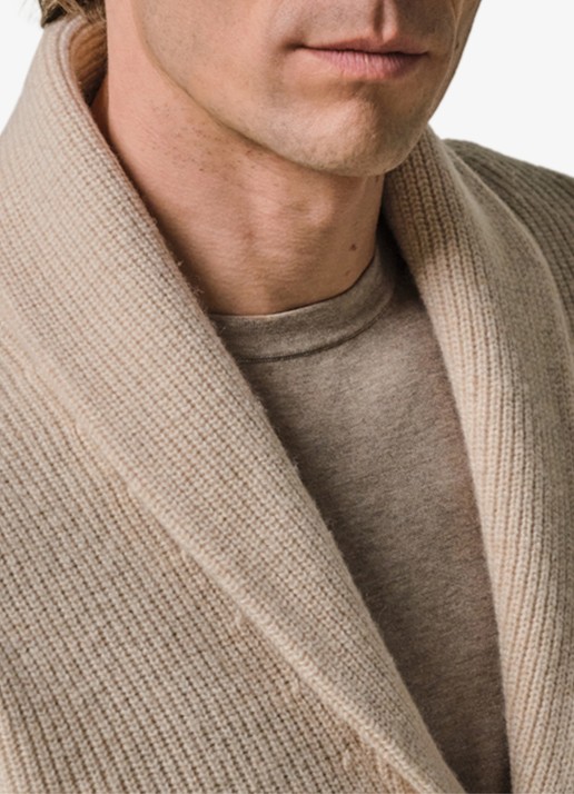 Profuomo Fijngebreid vest in wolblend met ribstructuur - detail 3 beige