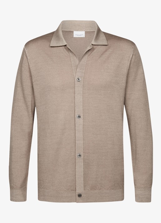 Profuomo Fijngebreid vest van wol - voorkant beige