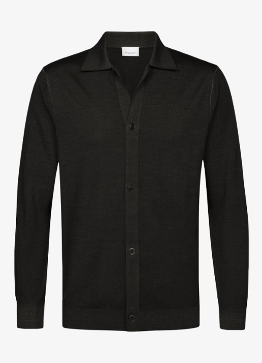 Profuomo Fijngebreid vest van wol - voorkant 5 zwart