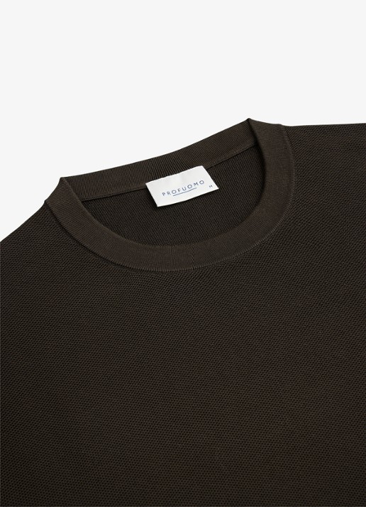 Profuomo Fijngebreide Aero ease trui met ronde hals - detail 5 groen