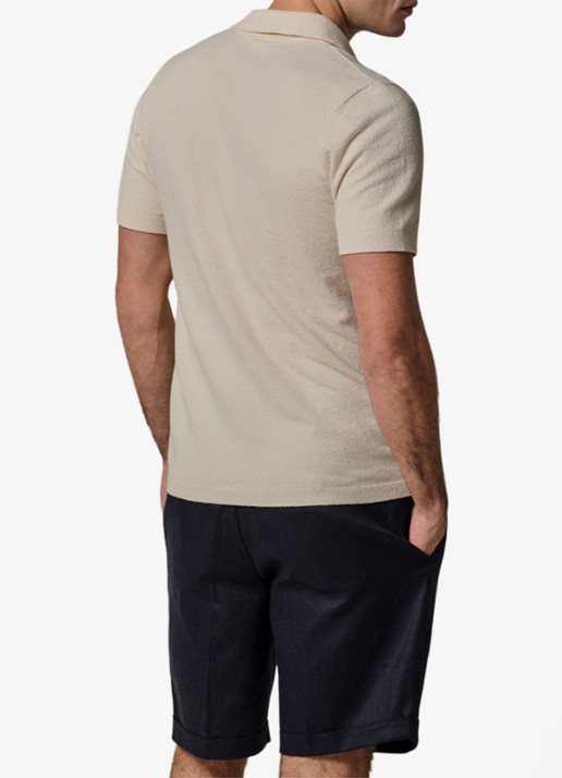 Profuomo Fijngebreide polo met stretch - achterkant 3 beige