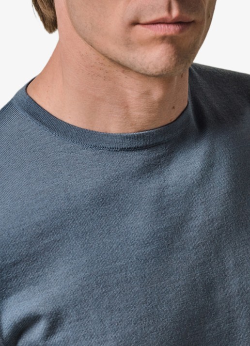 Profuomo Fijngebreide pullover van merino wol - detail 2 blauw