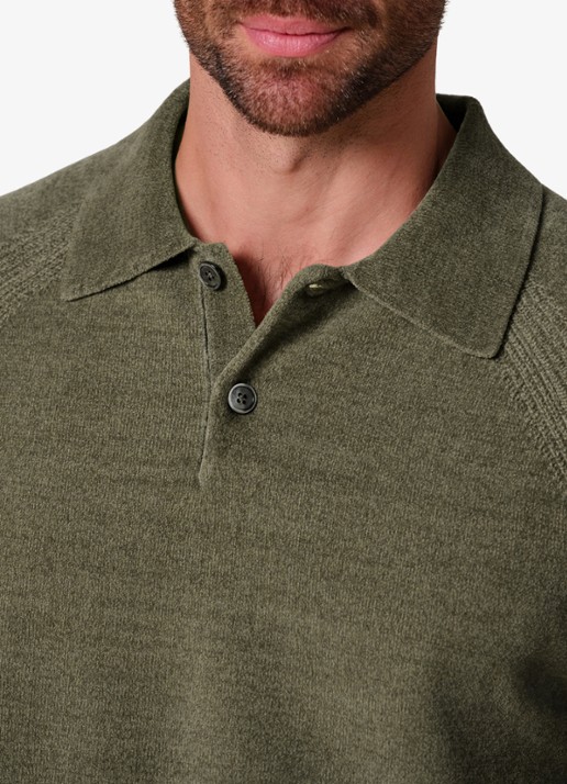 Profuomo Fijngebreide trui in wolblend met polokraag - detail 5 groen