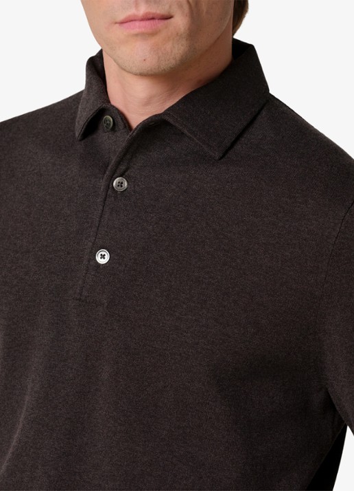 Profuomo Fijngebreide trui in wolblend met polokraag - detail 3 donkerbruin